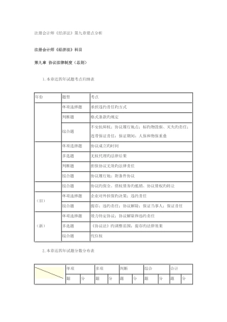 2025年注册会计师经济法第九章要点分析