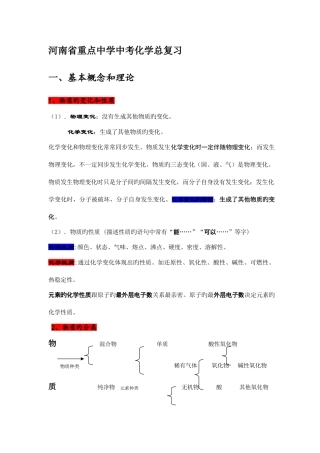 2025年河南名校中考化学总复习知识点总结