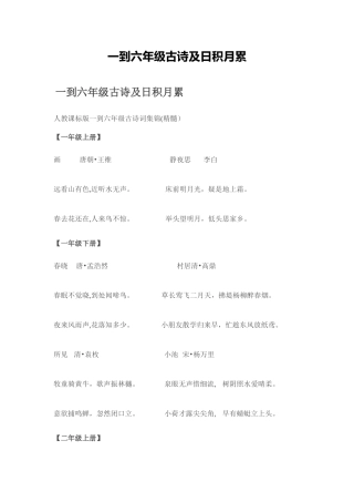 2025年小学语文必背内容