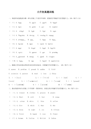 2025年小学英语小升初真题训练