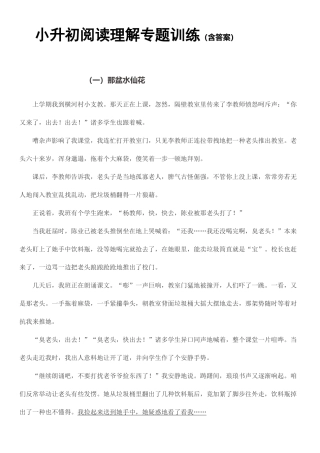 2025年小升初阅读理解专项训练含答案