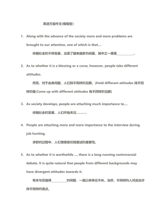 2025年英语作文模板四级六级考研