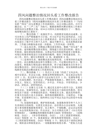 四风问题整治情况回头看工作整改报告