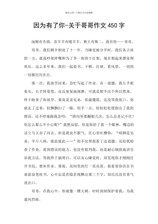 因为有了你-关于哥哥作文450字