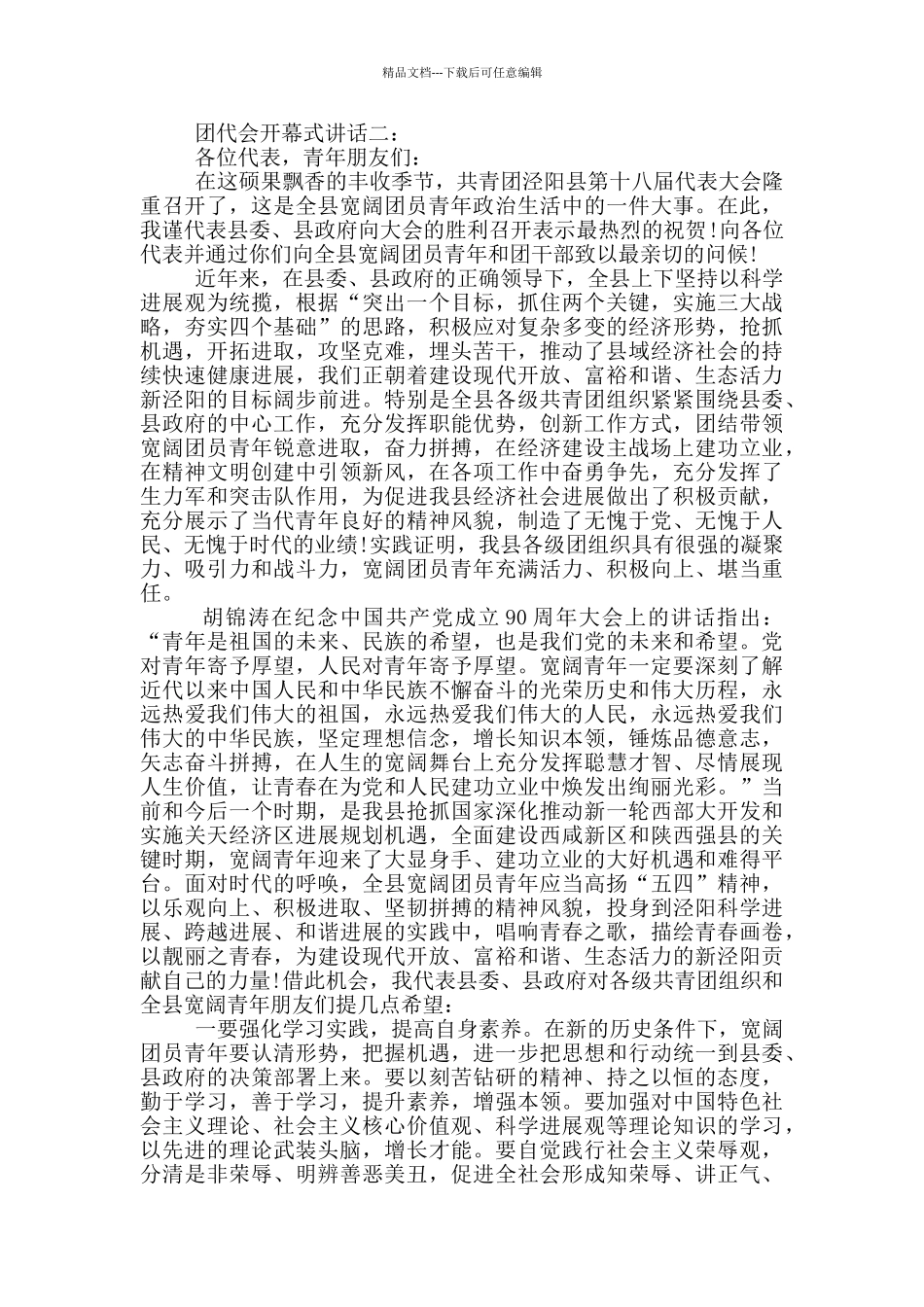 团代会开幕式讲话范文3篇_第3页