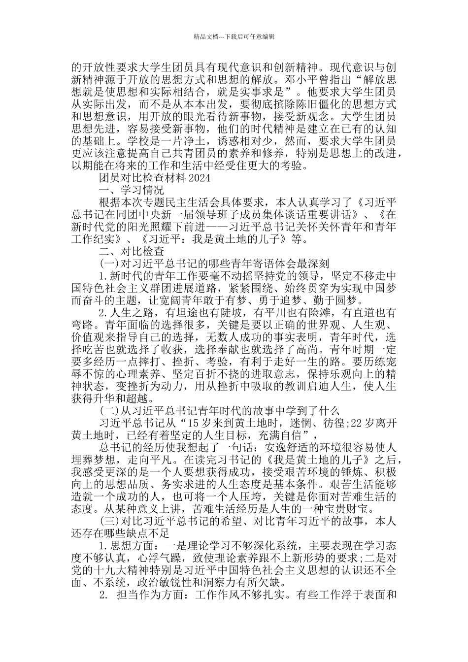 团员对照检查材料2024_第2页