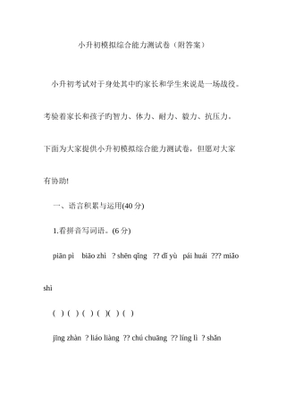 2025年小升初模拟综合能力测试卷附答案