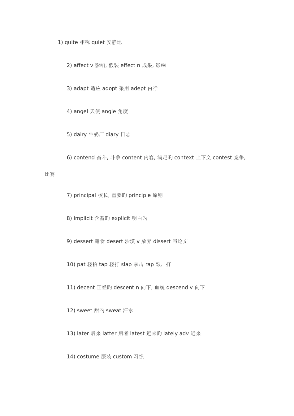 2025年英语六级易混词汇_第1页