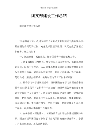团支部建设工作总结