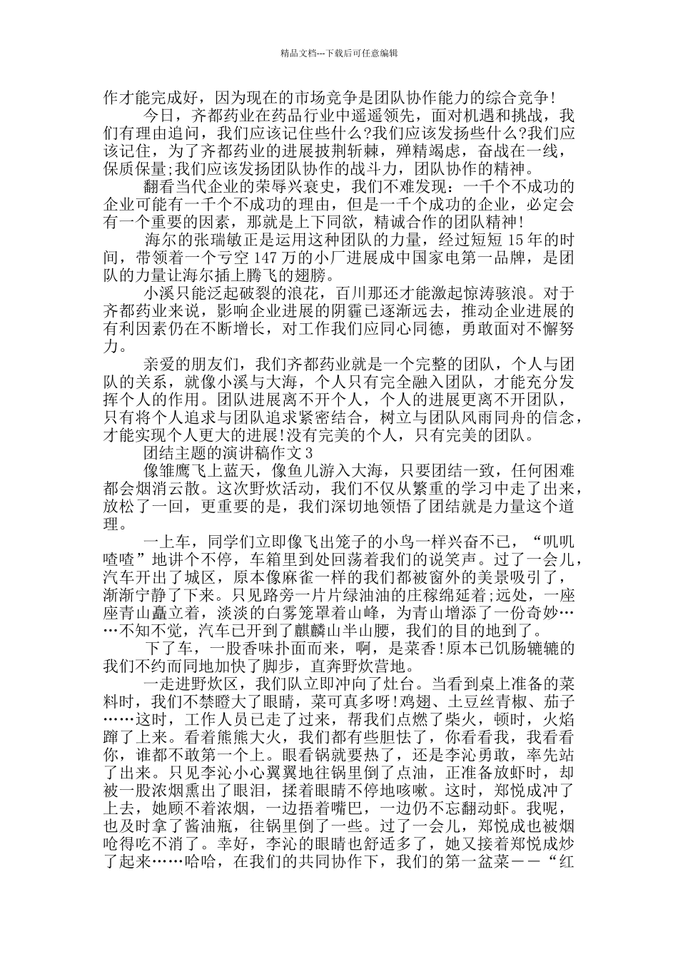 团结主题的演讲稿作文5篇_第2页