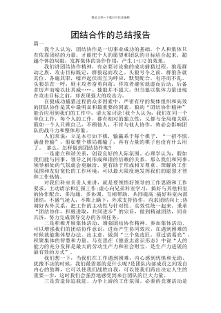 团结合作的总结报告