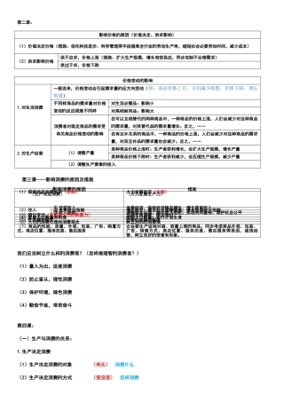 2025年经济生活教材必背点