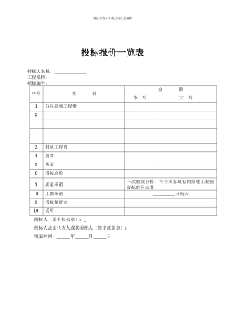 园林绿化工程投标文件及施工组织设计方案