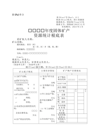 固体矿产资源统计表
