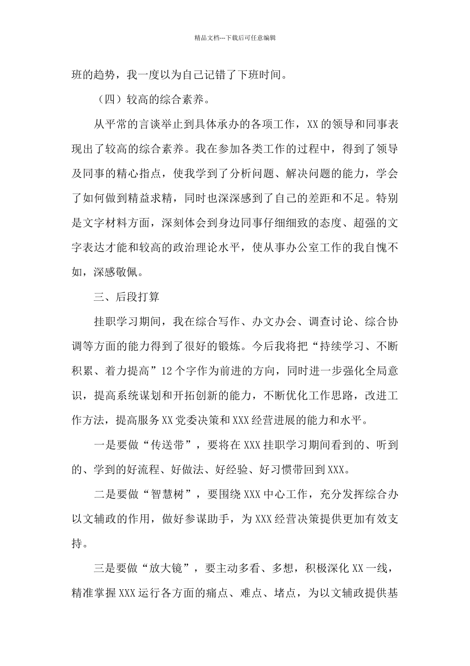 国企干部办公室挂职学习工作总结_第3页