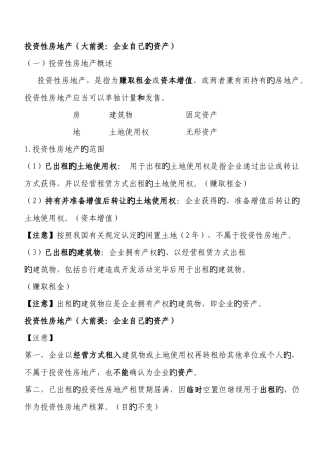 2025年投资性房地产知识点