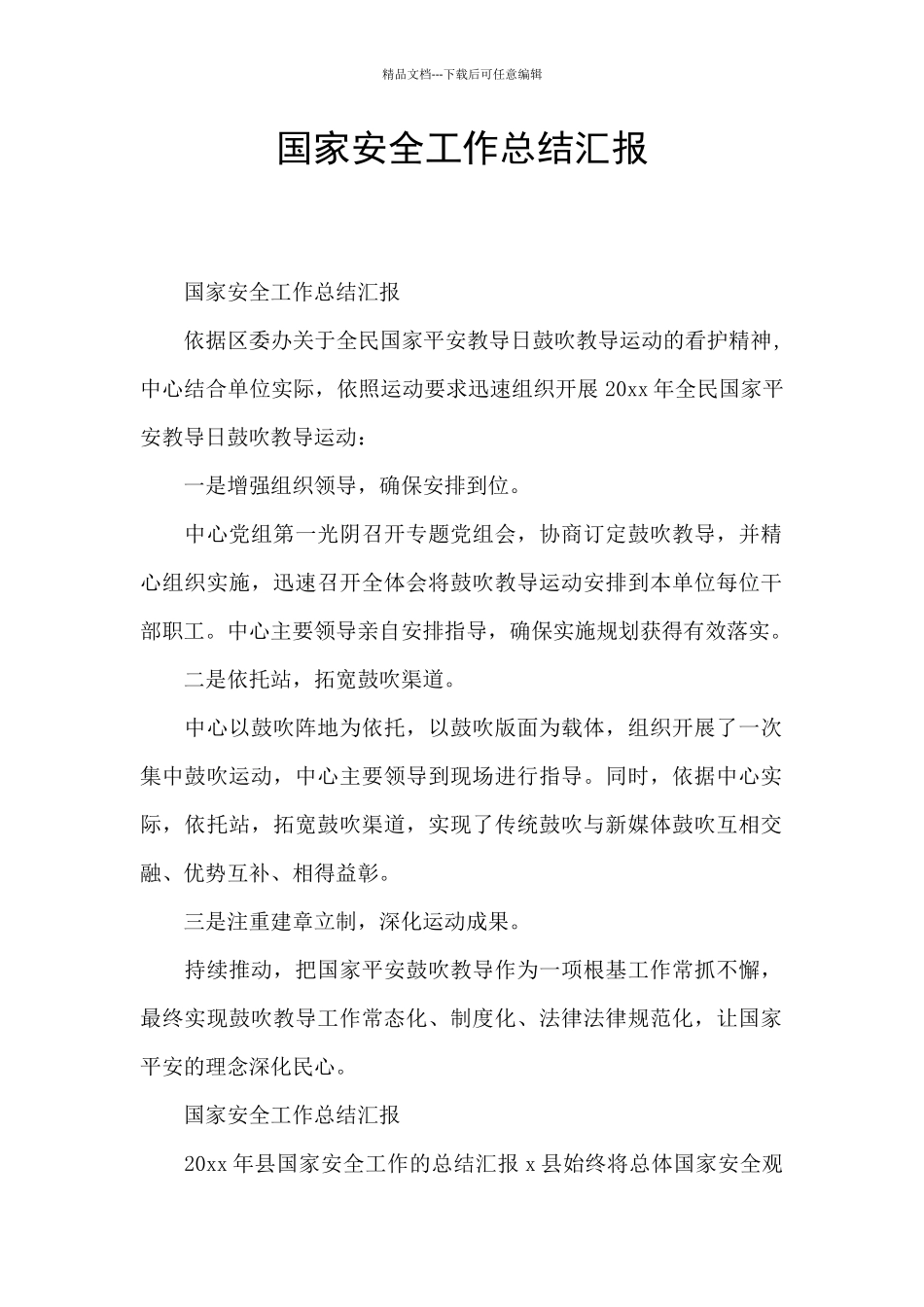 国家安全工作总结汇报_第1页