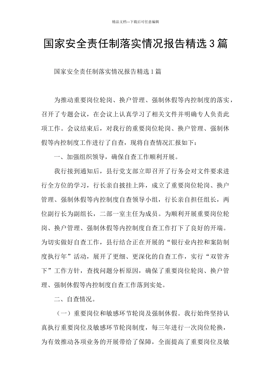 国家安全责任制落实情况报告精选3篇_第1页