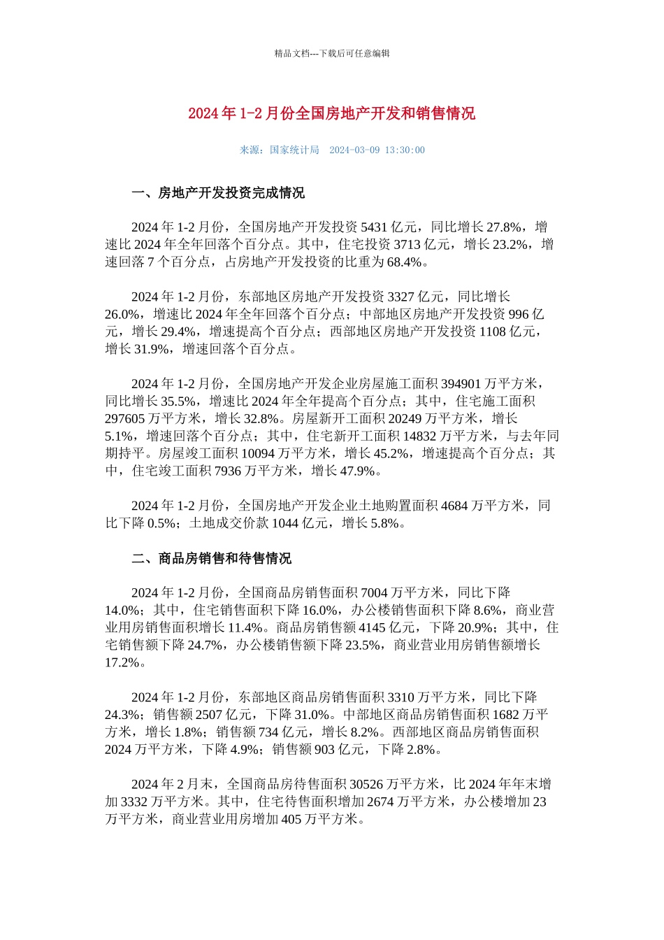 国家统计局房地产业数据_第1页