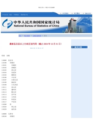 国家行政区域代码表