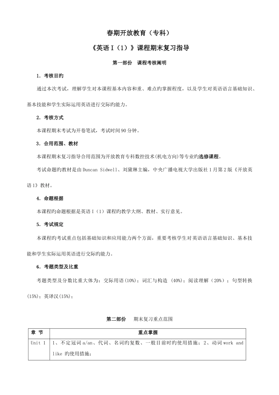 2025年电大开放英语复习资料新版_第1页