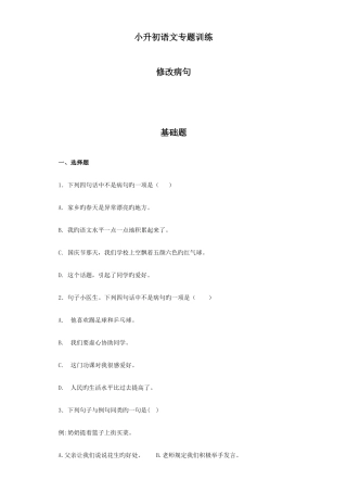 2025年小升初语文知识专项训练基础知识二修改病句