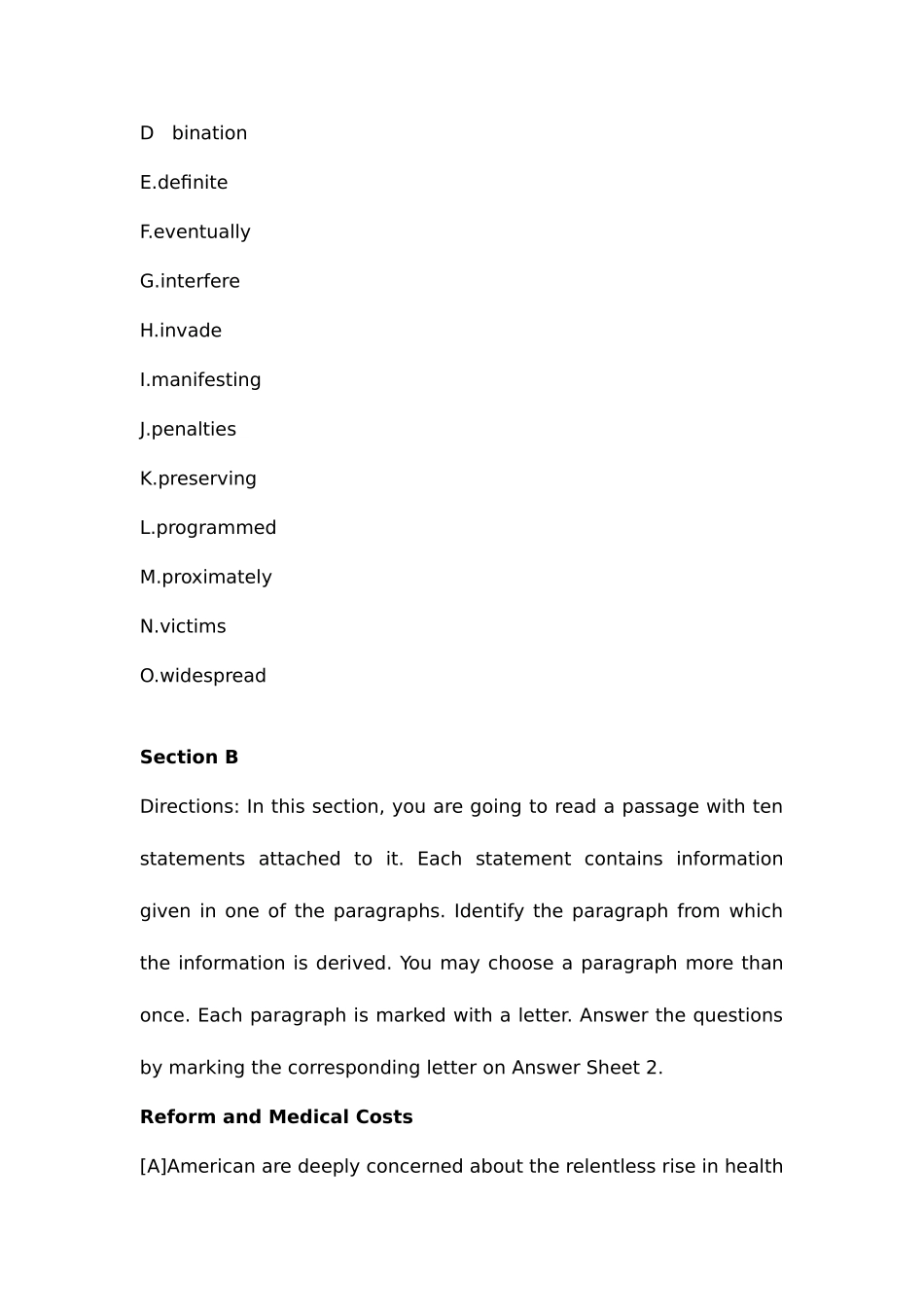 2025年英语六级真题和详细答案第二套_第3页