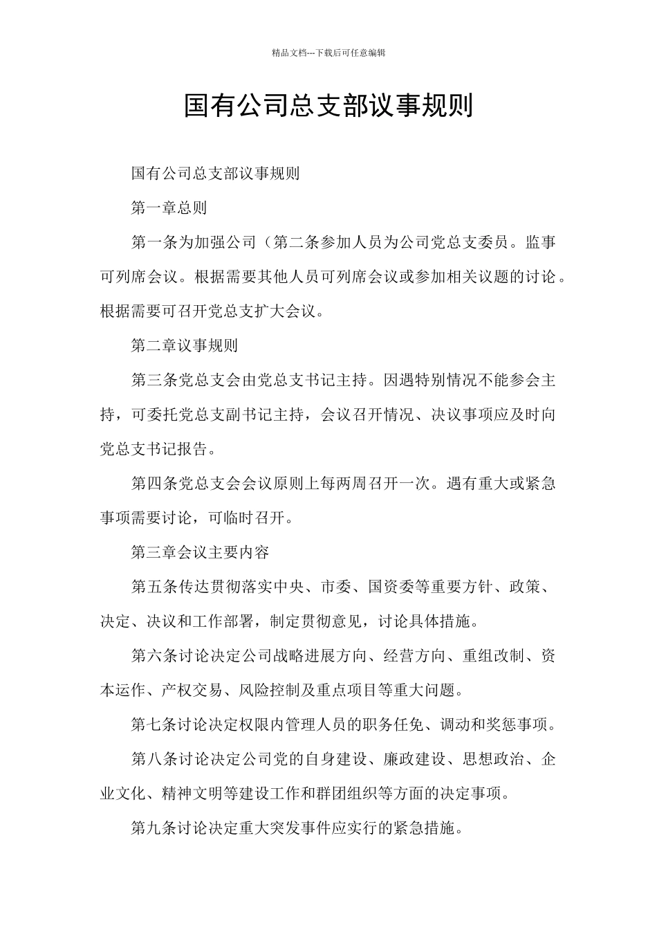 国有公司总支部议事规则_第1页