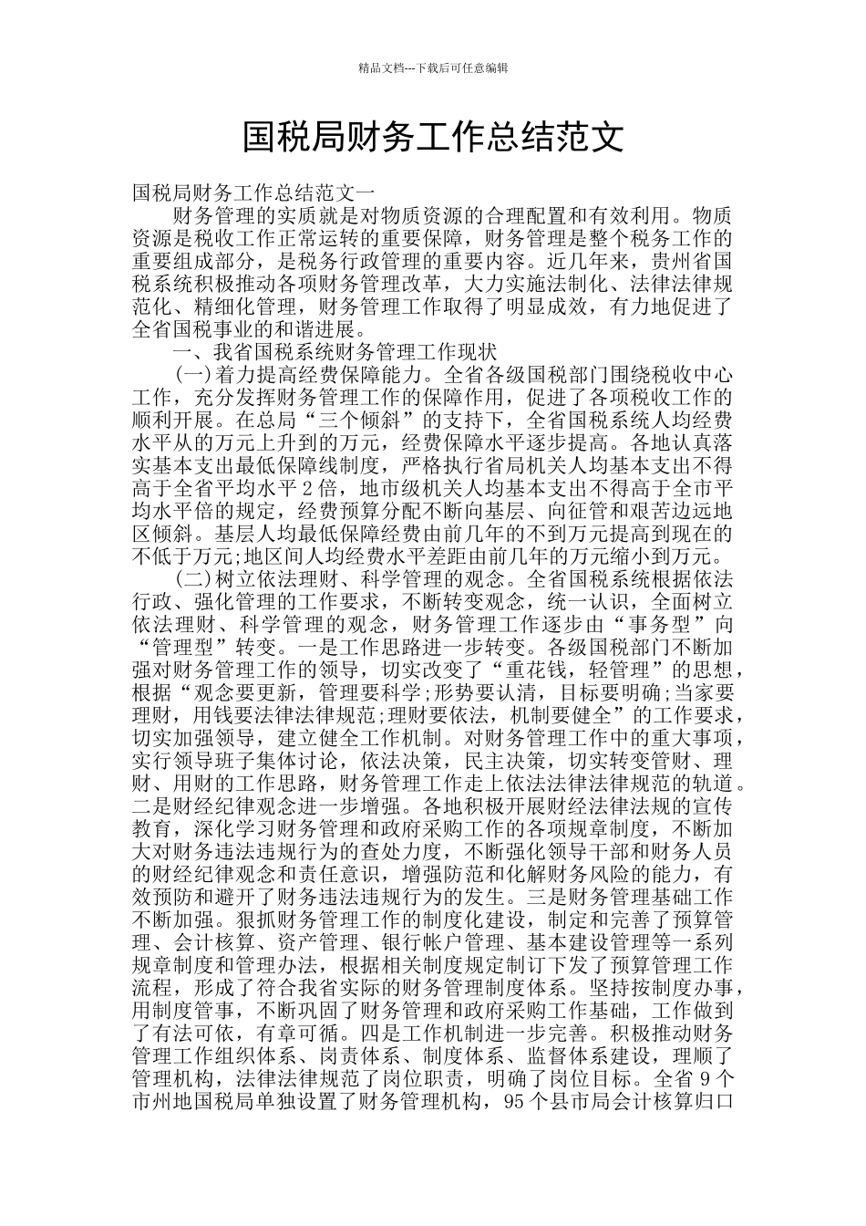 国税局财务工作总结范文_第1页