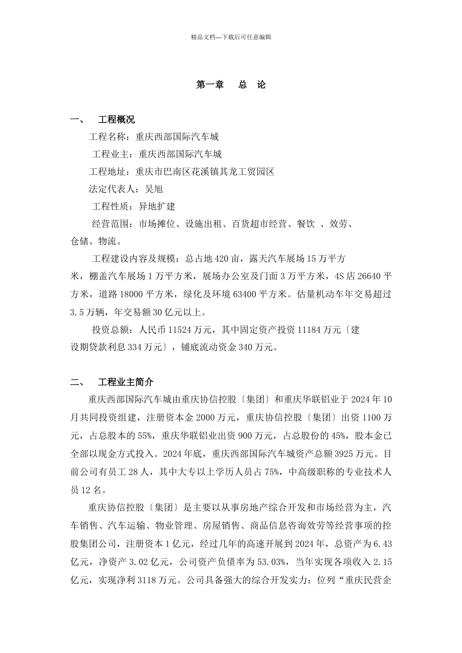 国际汽车城项目可行性研究报告_第1页