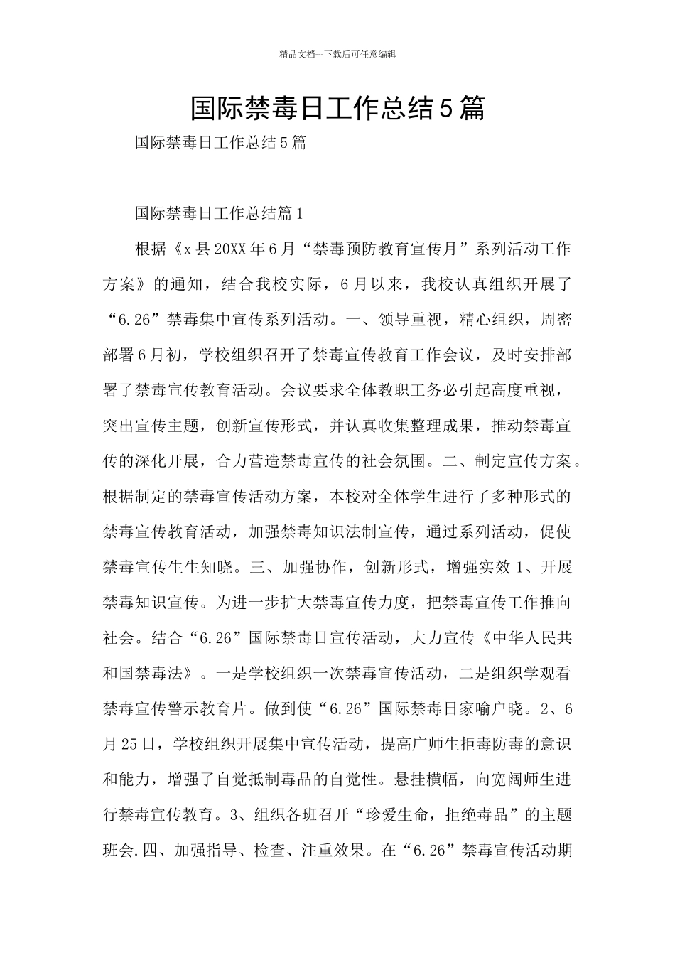 国际禁毒日工作总结5篇_第1页