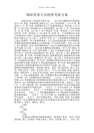 国际贸易人员绩效考核方案