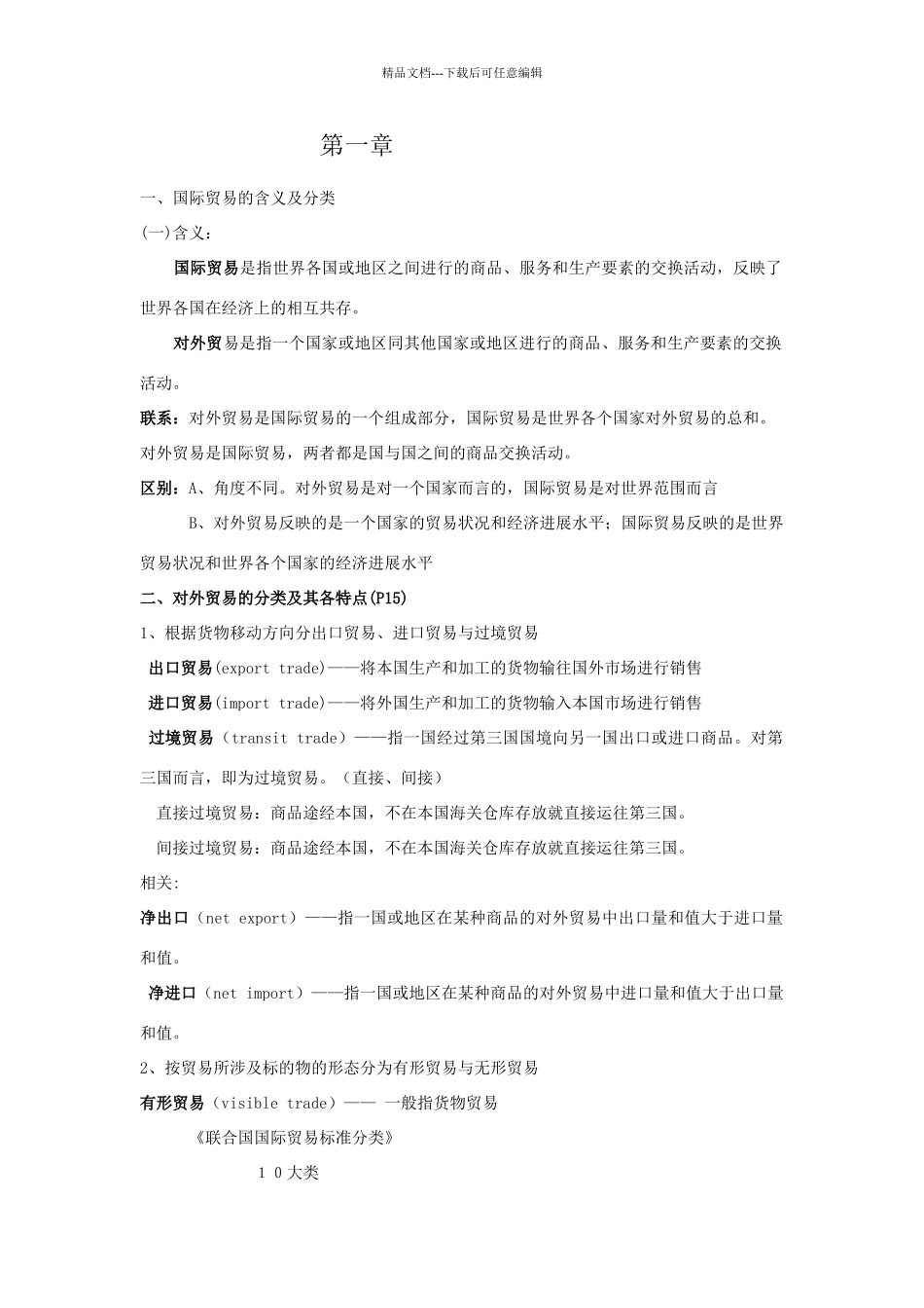 国际贸易归纳总结重点_第1页