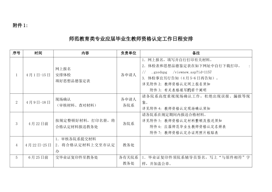 2025年师范教育类专业应届毕业生教师资格认定工作日程安排_第1页
