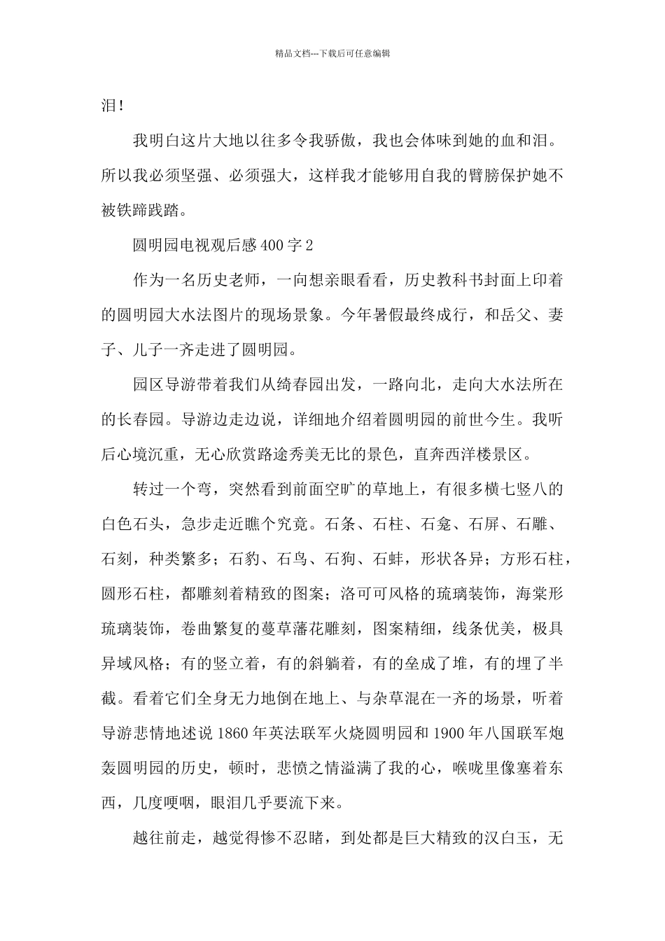 圆明园电视观后感400字5篇_第3页