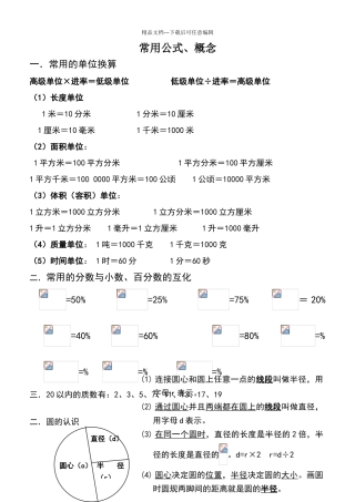 圆的周长和面积常用公式