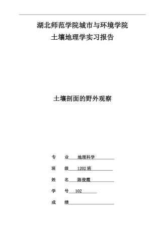 土壤剖面实验报告