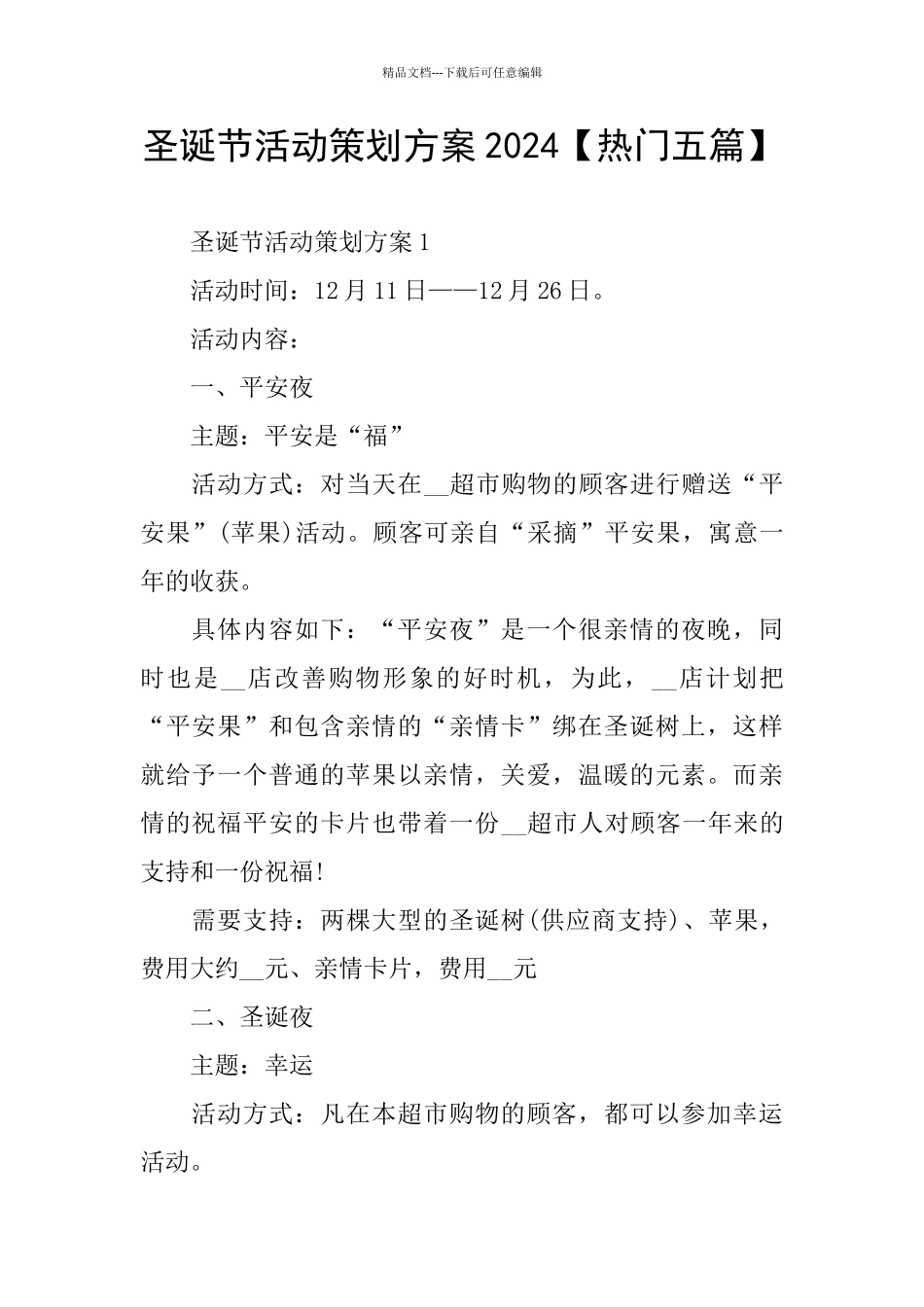 圣诞节活动策划方案2024_第1页