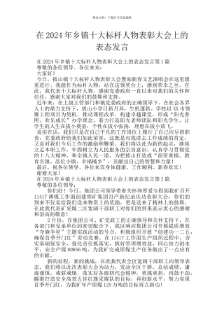 在2024年乡镇十大标杆人物表彰大会上的表态发言