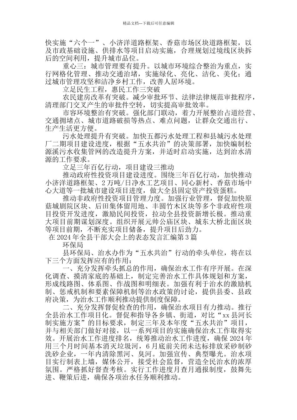 在2024年全县干部大会上的表态发言汇编_第3页