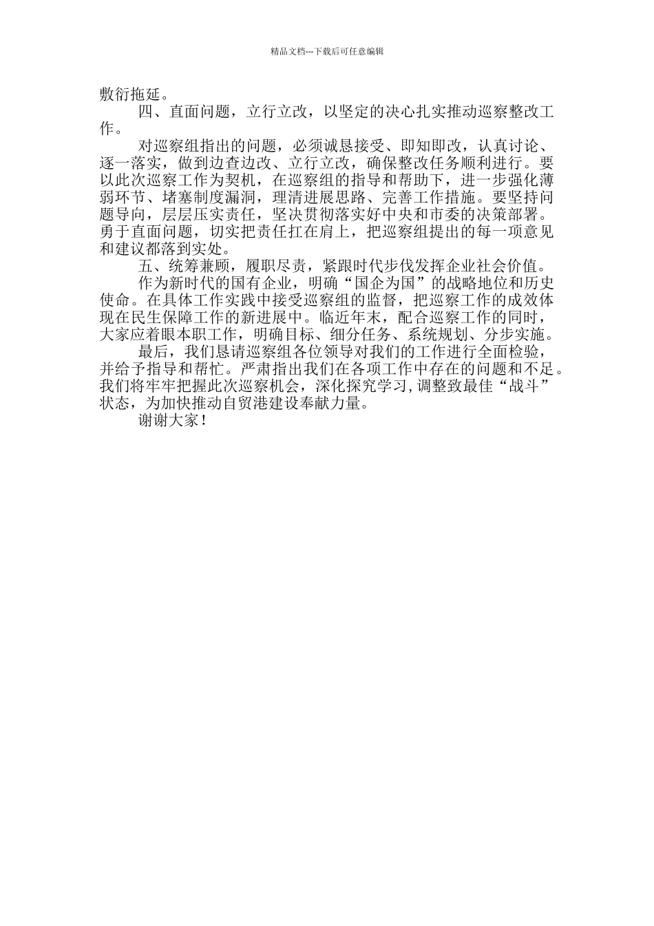 在2024年巡察工作动员会上的表态发言_第2页