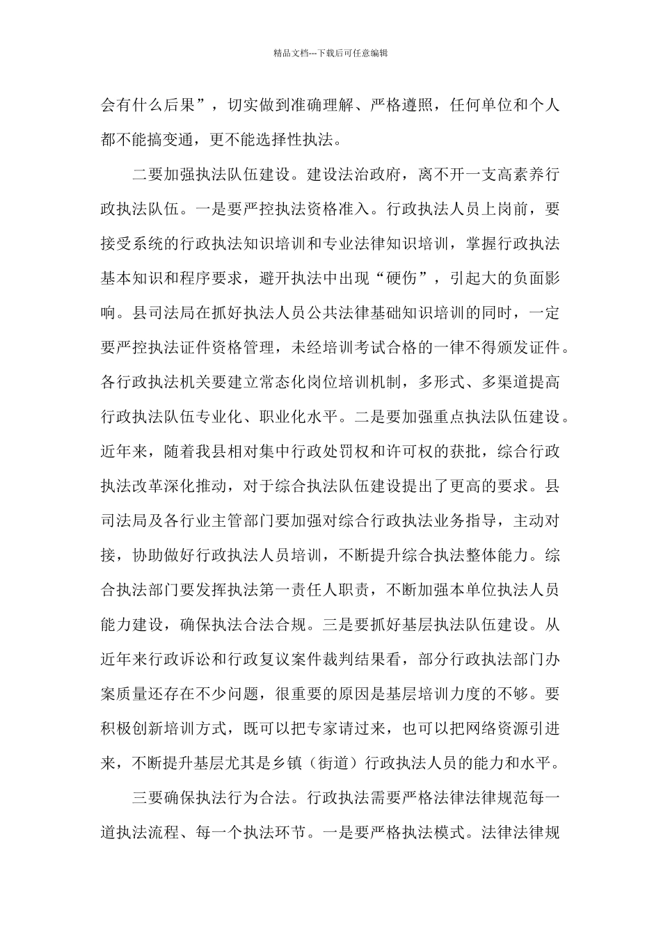 在依法治县委员会2024年执法协调小组会议上的讲话_第3页