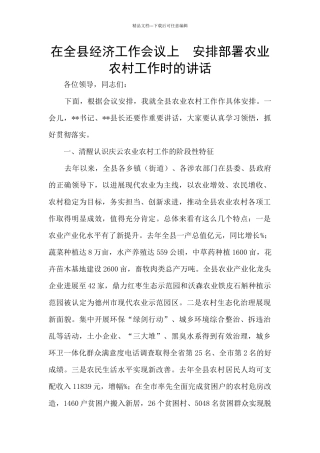 在全县经济工作会议上