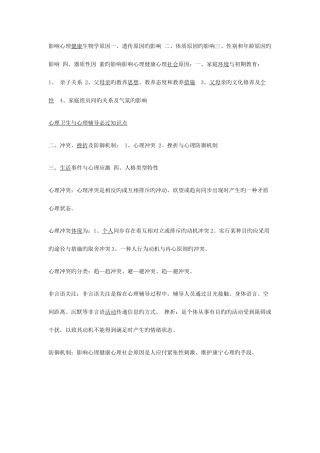 2025年心理卫生与心理辅导必过知识点