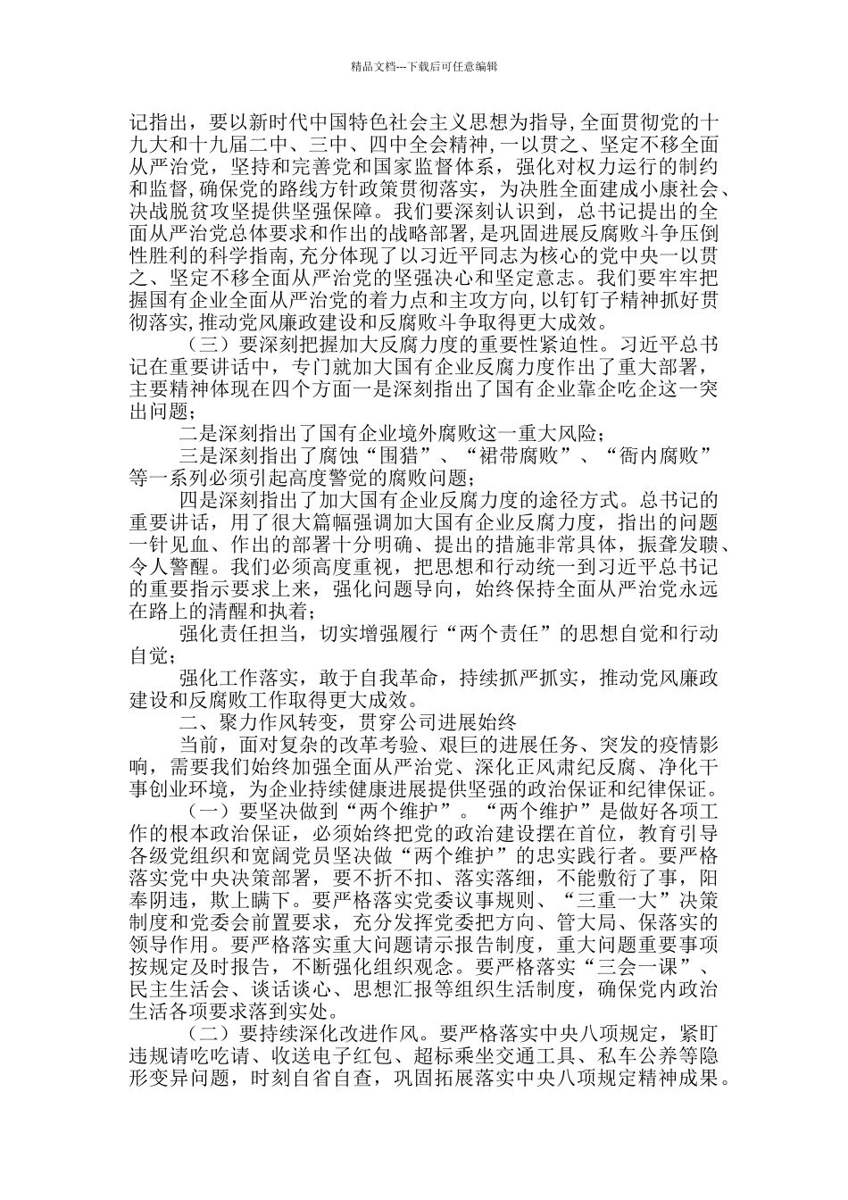 在公司2024年党风廉政建设和反腐败工作会议上讲话_第2页