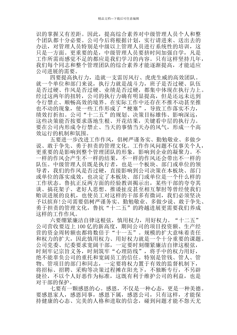 在公司干部大会上的讲话_第2页