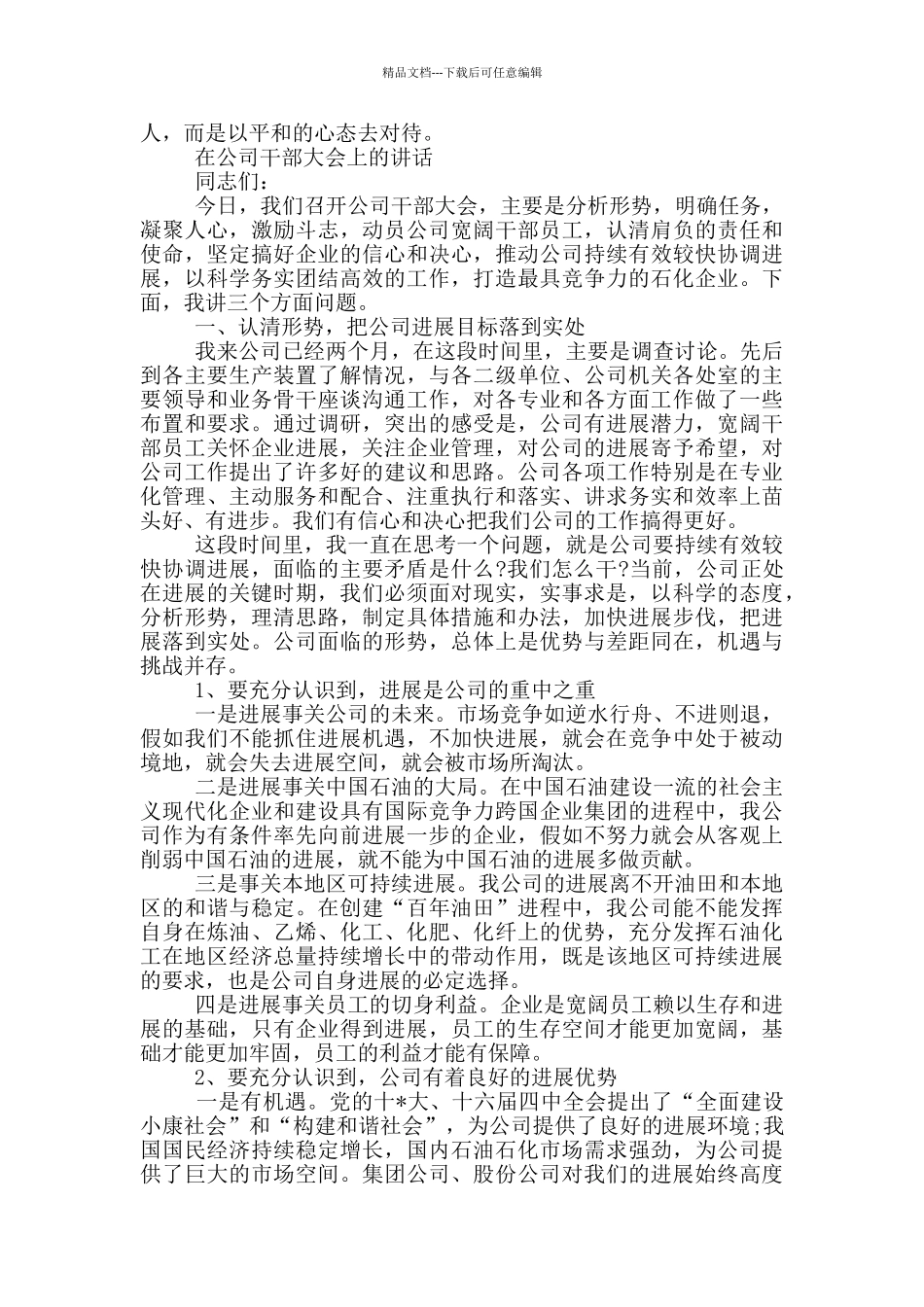 在公司干部大会上的讲话_第3页