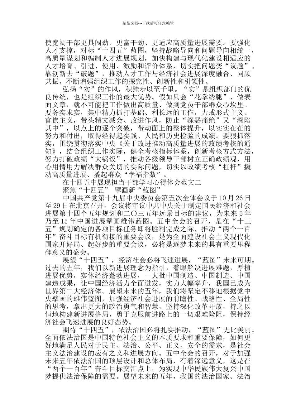 在十四五中展现担当干部学习心得体会5篇_第2页