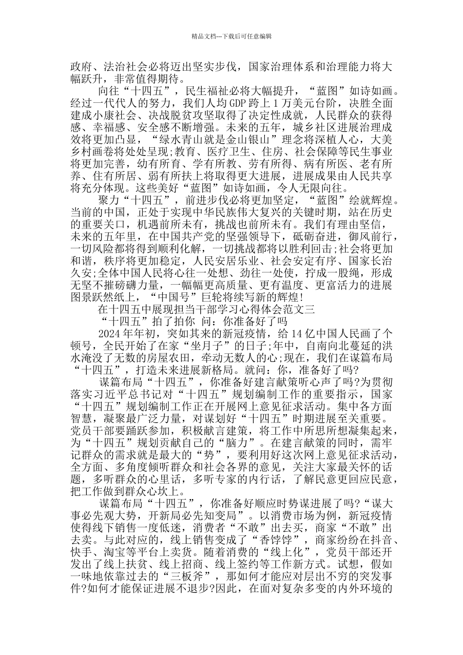 在十四五中展现担当干部学习心得体会5篇_第3页