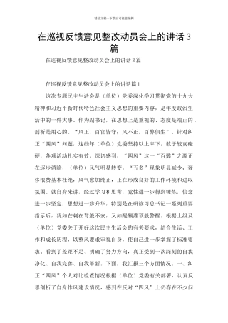 在巡视反馈意见整改动员会上的讲话3篇
